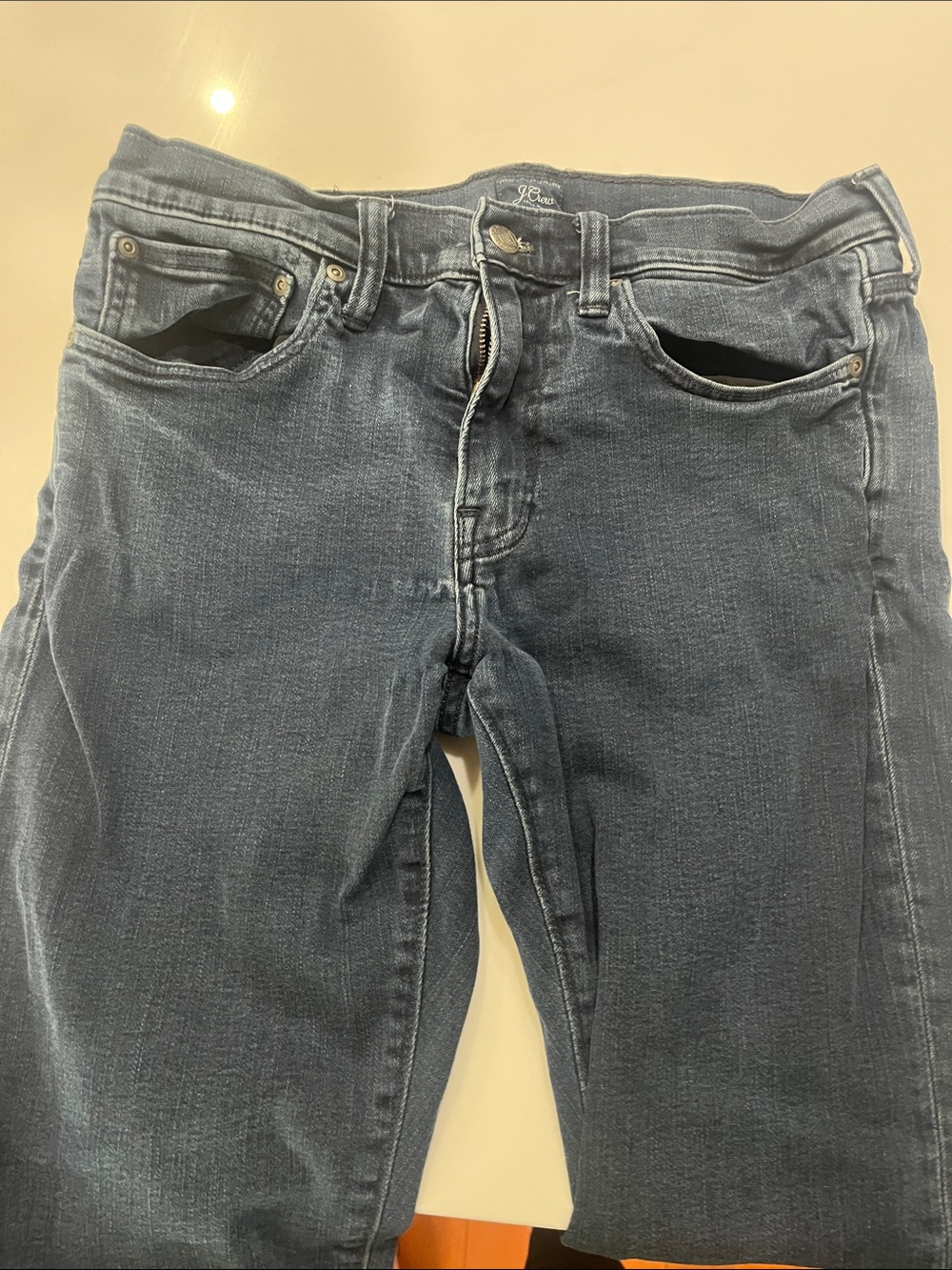 J. Crew Distressed Dark Blue Denim Jeans